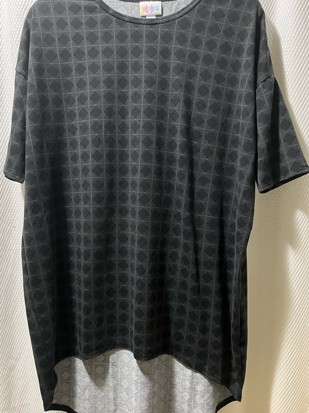 Womens Black Patterned Short-Sleeve Tee